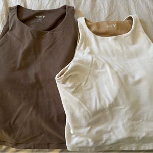 OLD NAVY POWERCHILL Women’s Sleeveless Bra Tank Top Set- NEUTRAL Cream and Brown